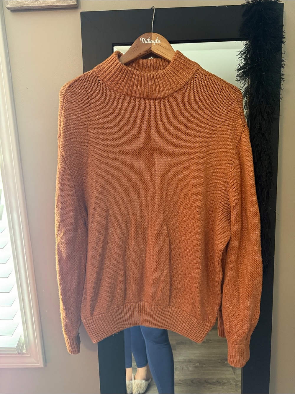 aerie Ribbed Mock Neck Sweater - Rust